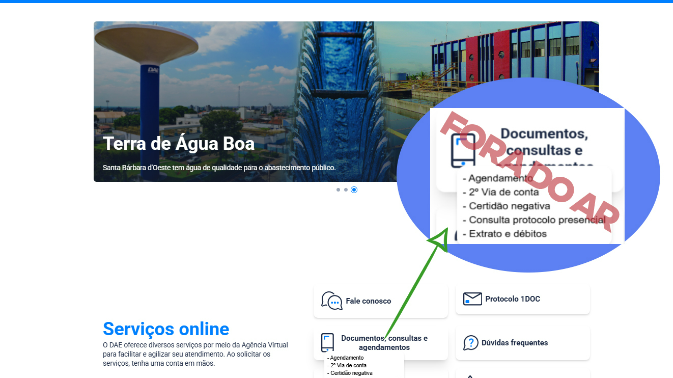 DAE de Santa Bárbara muda sistema de atendimento e serviços on-line não funcionarão no feriado
